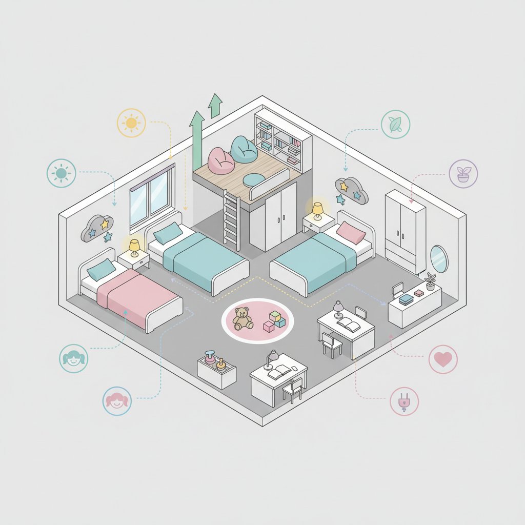 дизайн детской комнаты для двух девочек