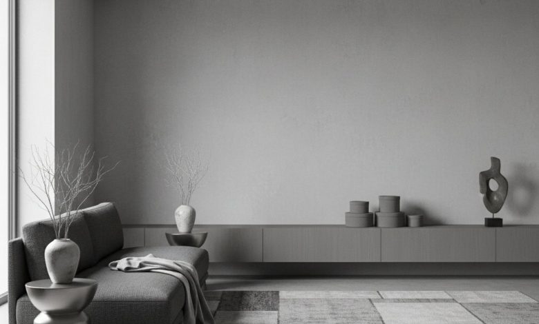 дизайн комнаты в серых тонах