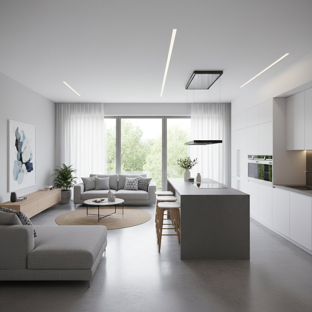 дизайн кухні вітальні в сучасному стилі