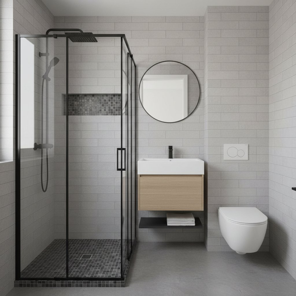 дизайн маленької ванної кімнати з душовою кабіною