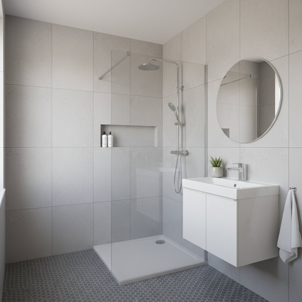 дизайн маленької ванної кімнати з душовою кабіною